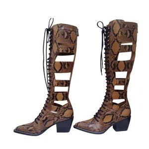 CHLOÉ Python Cut Out Lace Up Boots EU 39.5/US 9
